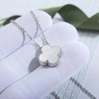 ¡®Loco¡¯CLOVER  15MM DIAMOND LASER NECKLACE SILVER