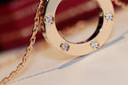 ¡®Loco¡¯LOVE NECKLACE 16MM 6 DIAMONDS PINK GOLD