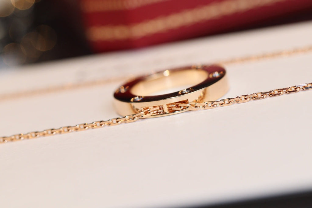 ¡®Loco¡¯LOVE NECKLACE 16MM 6 DIAMONDS PINK GOLD