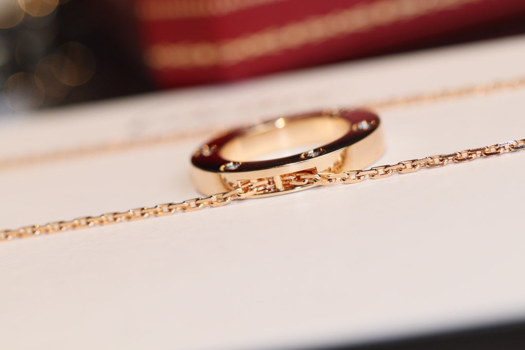 ¡®Loco¡¯LOVE NECKLACE 16MM 6 DIAMONDS PINK GOLD