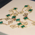 ¡®Loco¡¯CLOVER 20 MOTIFS MALACHITE DIAMOND NECKLACE