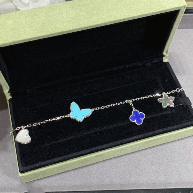 ¡®Loco¡¯LUCKY SPRING SILVER BRACELET 4 MOTIF