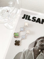 ¡®Loco¡¯CLOVER 3 MOTIFS CHALCEDONY DARK MOP SILVER EARRINGS