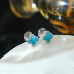 ¡®Loco¡¯CLOVER MINI 9.5MM ONYX STUD EARRINGS SILVER