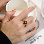 ¡®Loco¡¯CLOVER CARNELIAN RING ROSE GOLD DIAMOND
