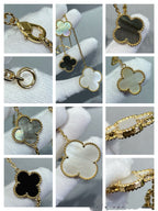 ¡®Loco¡¯CLOVER 6 MOTIF MOP ONYX GOLD NECKLACE