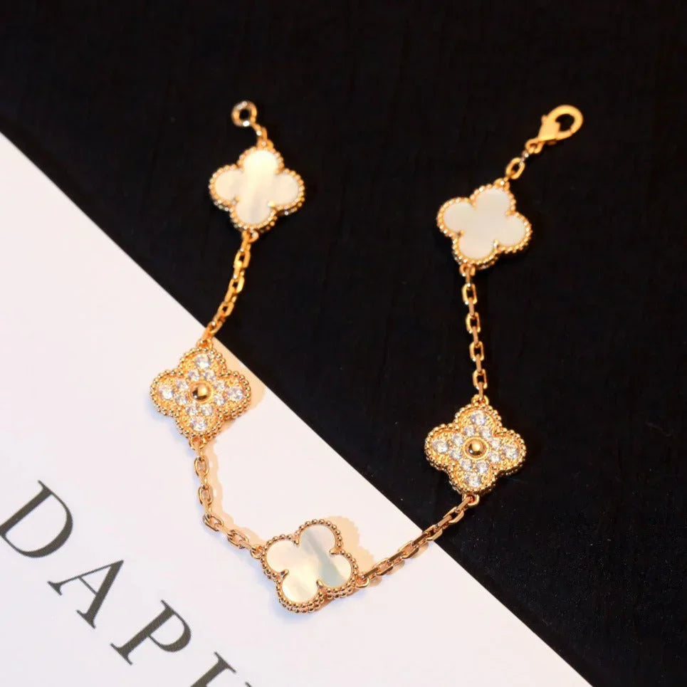 [Loco]New CLOVER WHITE PEARL MOP 5 MOTIF BRACELET COLLECTION