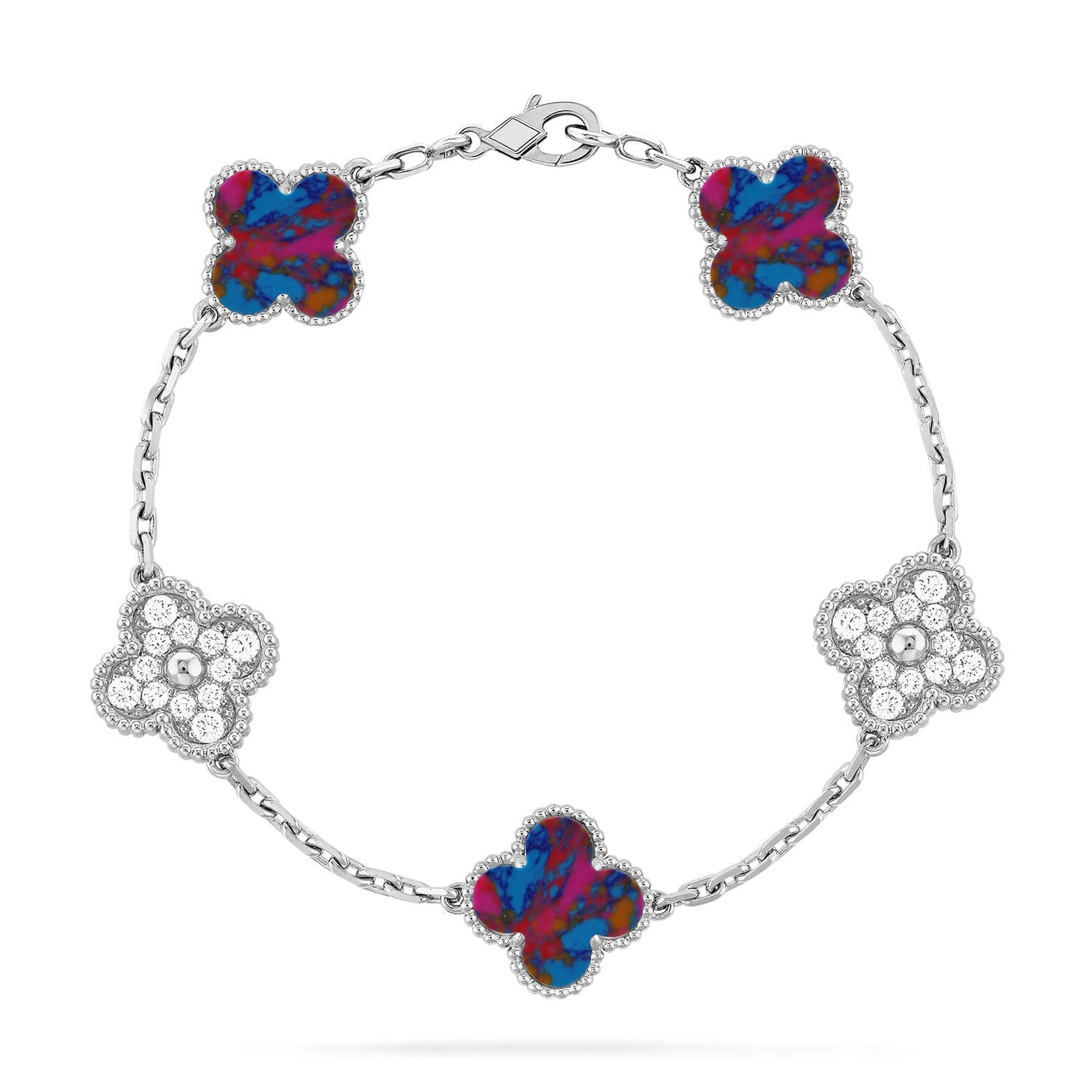 [Loco]New CLOVER 5 MOTIF COLOR GEMSTONES BRACELET COLLECTION