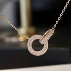 ¡®Loco¡¯LOVE 7.6MM NECKLACE ROSE GOLD AND SILVER  FULL DIAMOND