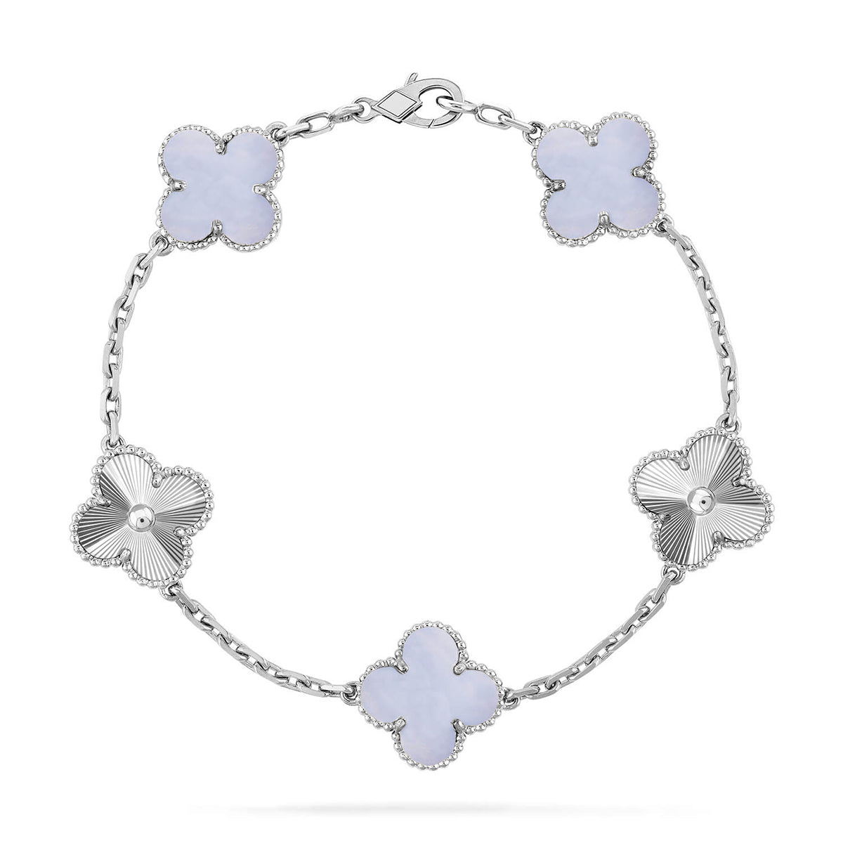 [Loco]New  CLOVER 5 MOTIF PURPLE CHALCEDONY BRACELET COLLECTION