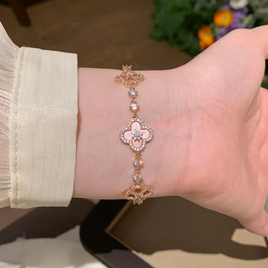 ¡®Loco¡¯CLOVER 5 MOTIF PINK BLUE RED WHITE BRACELET