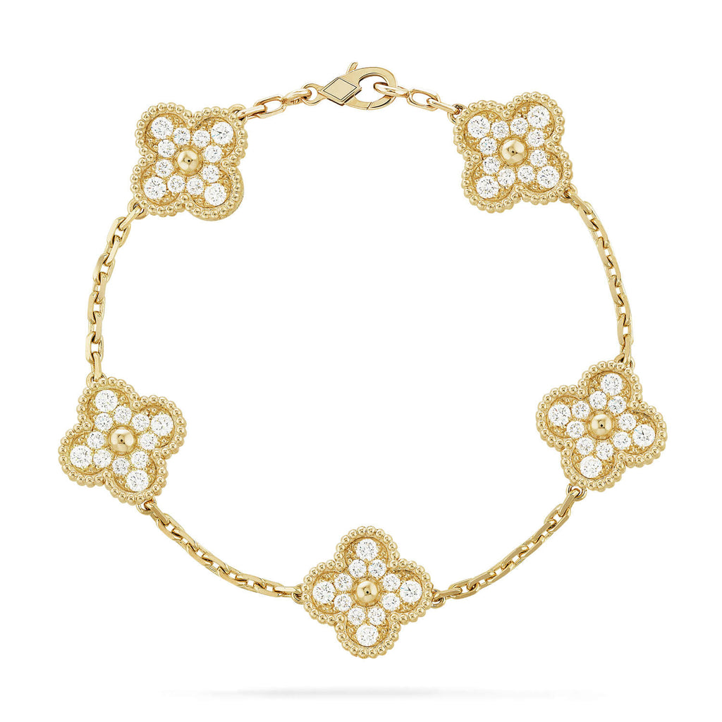 [Loco] New  CLOVER 5 MOTIF FULL DIAMOND BRACELET COLLECTION