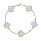 [Loco]New  CLOVER 5 MOTIF PURPLE CHALCEDONY BRACELET COLLECTION