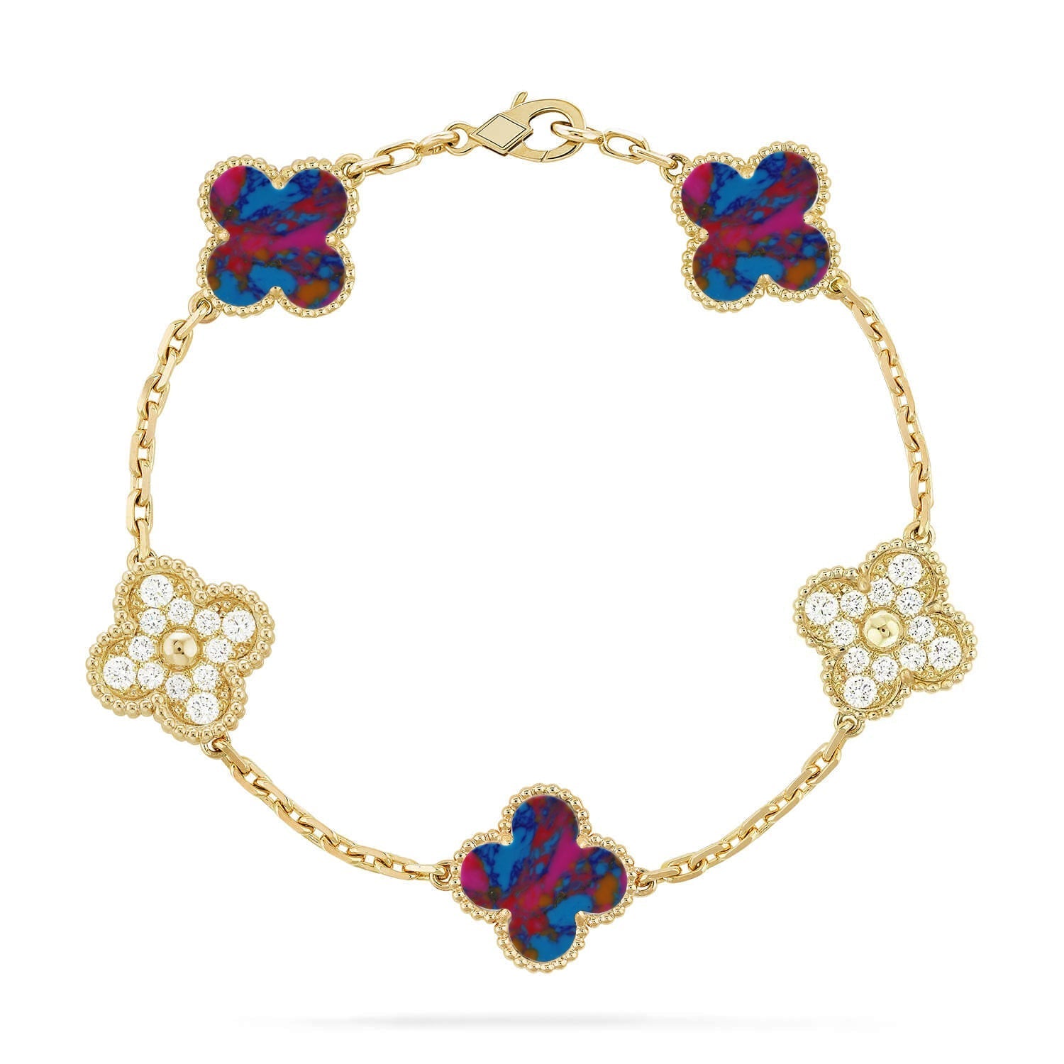 [Loco]New CLOVER 5 MOTIF COLOR GEMSTONES BRACELET COLLECTION