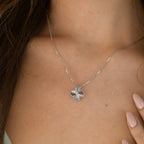 ¡®Loco¡¯CLOVER  15MM DIAMOND LASER NECKLACE SILVER