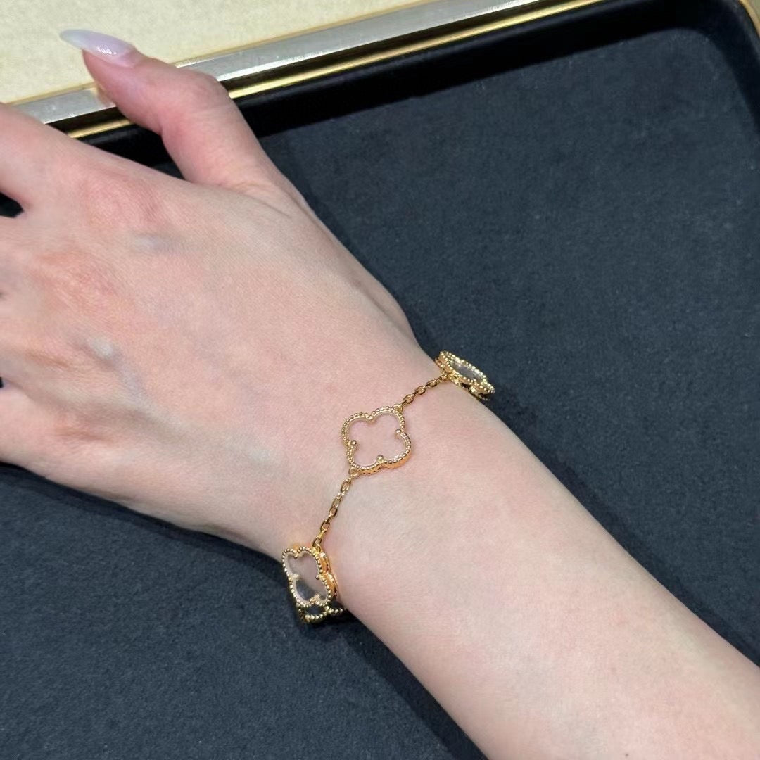 [Loco]New CLOVER 5 MOTIF ROCK CRYSTAL BRACELET