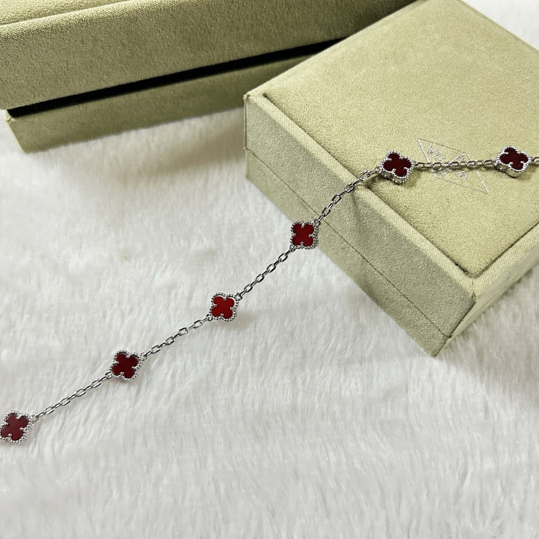[¡®Loco¡¯]CLOVER 6 MOTIF RED AGATE BRACELET