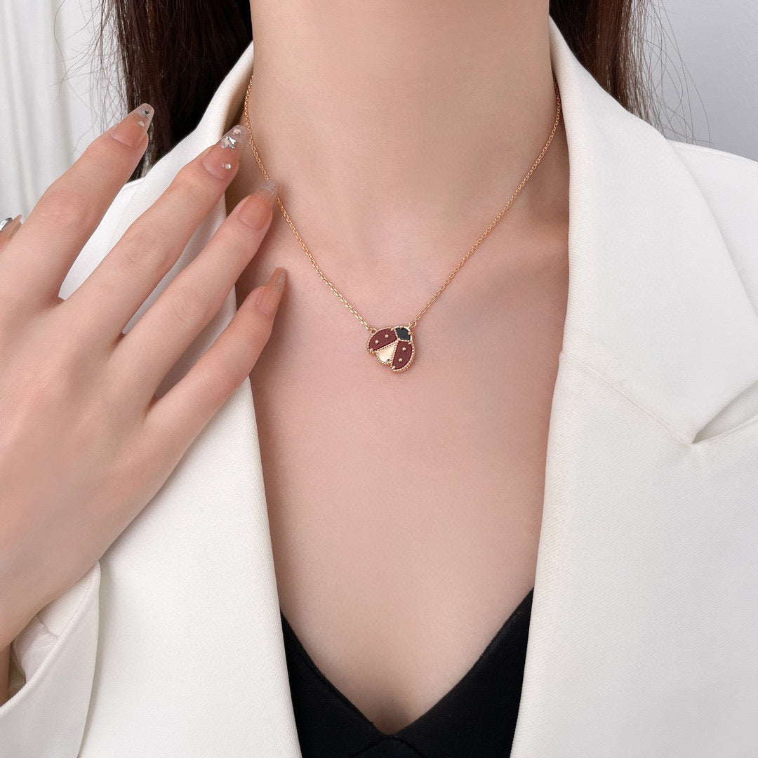¡®Loco¡¯LUCKY  CARNELIANS LADYBUG NECKLACE