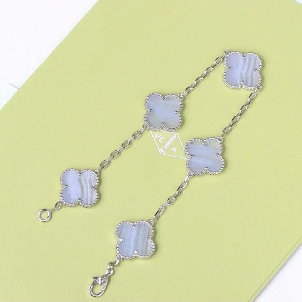 [Loco]New  CLOVER 5 MOTIF PURPLE CHALCEDONY BRACELET COLLECTION