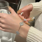[Loco]New  CLOVER 5 MOTIF PURPLE CHALCEDONY BRACELET COLLECTION