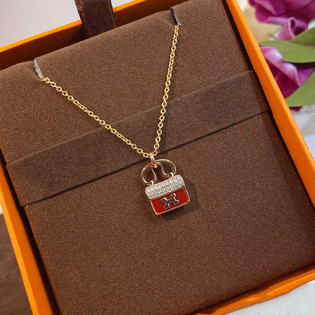¡®Loco¡¯CONSTANCE RED PEDANT PINK GOLD NECKLACE