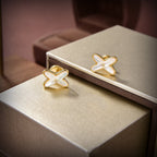 ¡®Loco¡¯JEUX DE WHITE MOP GOLD DIAMOND EARRINGS