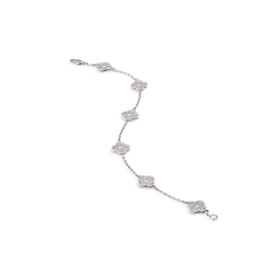 ¡®Loco¡¯CLOVER 6 MOTIF SILVER DIAMOND BRACELET