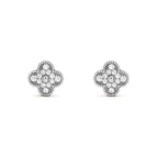 ¡®Loco¡¯CLOVER 1 MOTIFS DIAMOND STUD EARRINGS SILVER