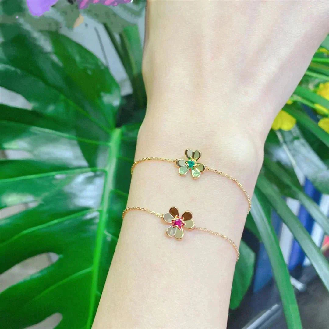 ¡®Loco¡¯FRIVOLE GOLD FLOWER PINK MALACHITE BRACELET