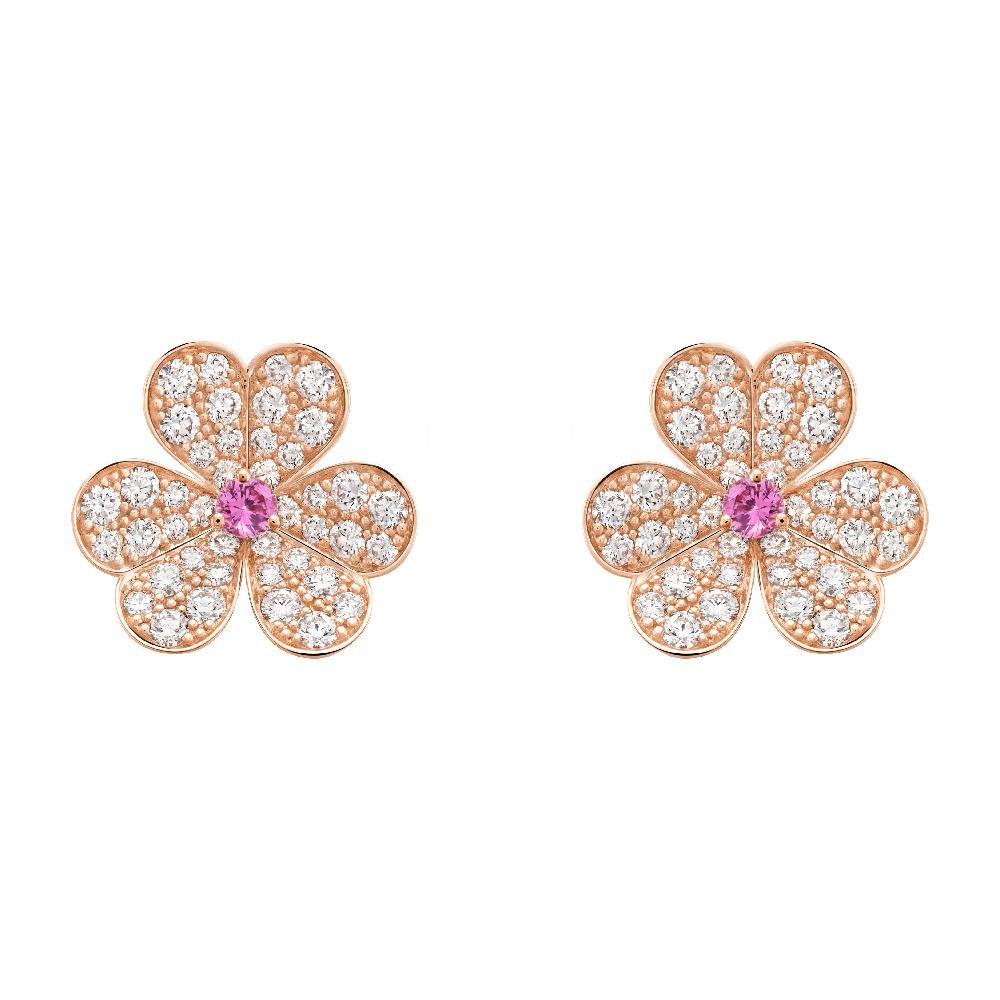 ¡®Loco¡¯FRIVOLE PINK GOLD FLOWER DIAMOND EARRINGS