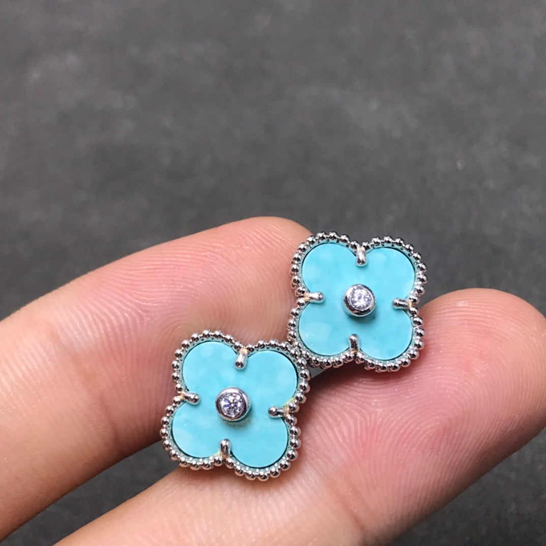 ¡®Loco¡¯CLOVER 1 DIAMOND BLUE SKY SILVER EARRINGS